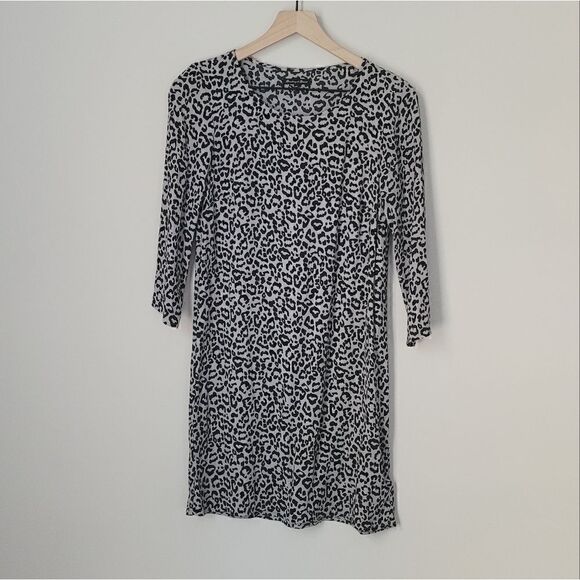 Madewell Broadway & Broome Animal Print Grey & Black Dress Size Extra Small - Picture 2 of 6